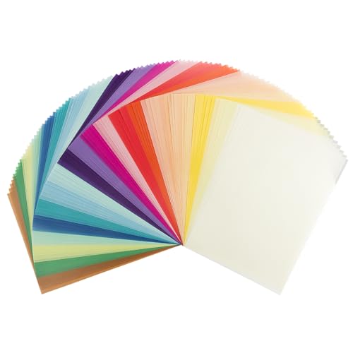 Transparentpapier DIN A4, 20 Farben, 130g/m², buntes Papier zum Basteln, für Scrapbooking, zur Kartenherstellung und mehr