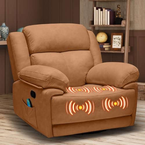Image of Jocisland Manual Recliner Chair for Adults, Lazy boy Single Sofa with Comfortable Arms and Backrest, Classic Overstuffed Reclining Chair for Living Room with Side Pockets, Cup Holders (Brown)
