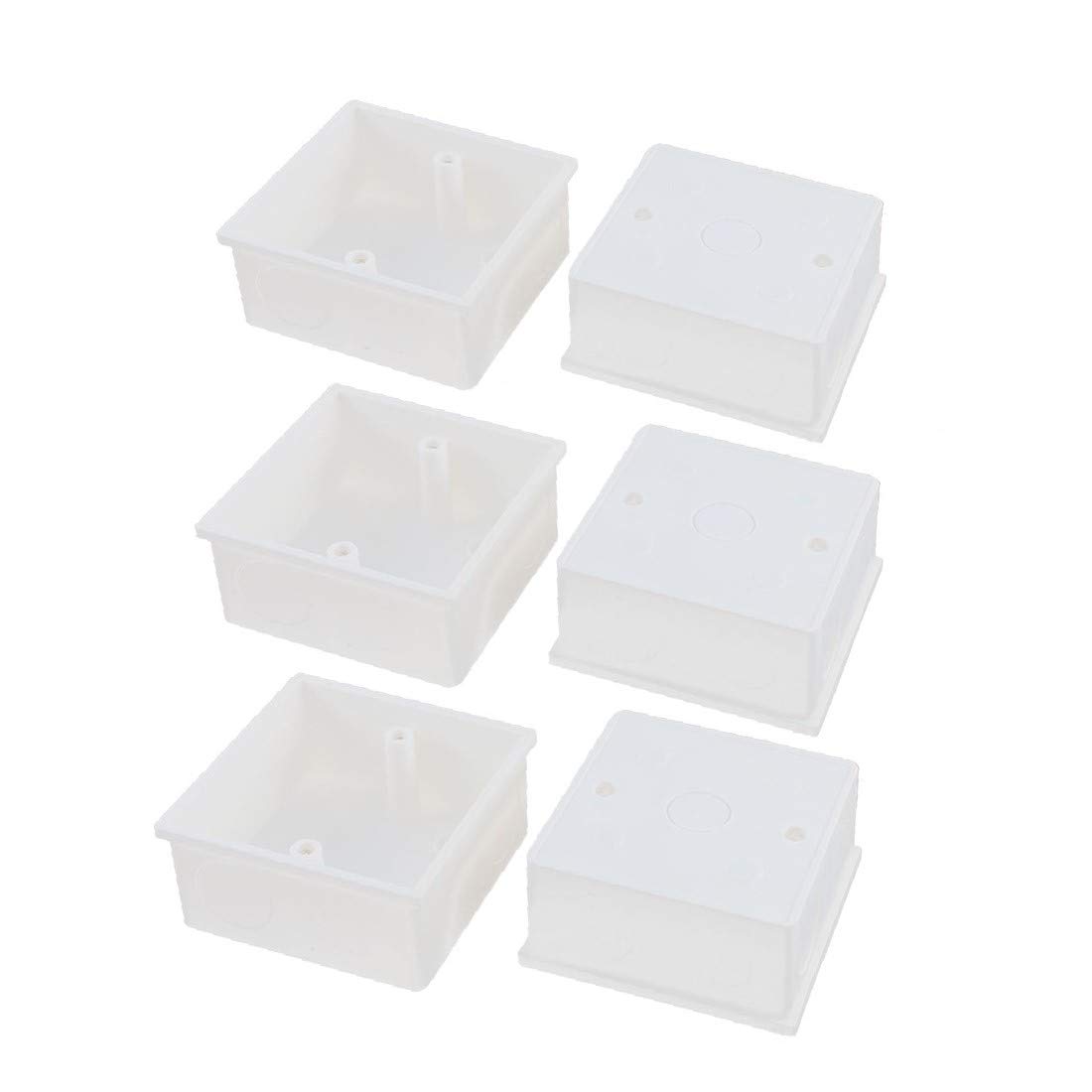 X-DREE 6pcs 86mmx86mmx40mm PVC Single Gang Mount Back Box for Wall Socket(6pcs 86mmx86mmx40mm PVC sola caja de montaje Traser para toma de pared