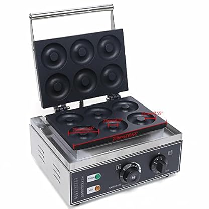 Kangten Donut Maker, 1550W Elektrisch Doughnut Maschine mit Antihaftbeschichtung, 6 Donuts Waffelautomat für Bäckereien Restaurants – Bild 7