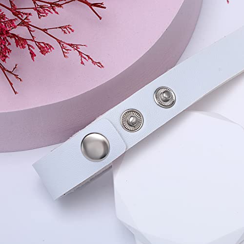 Flongo Choker Leder Halsband Lederhalsband Damen, Leder Halskette Halsband Anhänger Choker Tattoo Kette Weiß Silber Herz Einstellbar Verstellbar Gothic Punk Rock Damen