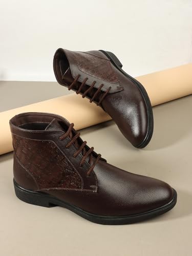 Image of Carlton London Men's Ankle Height Comfortable Lace-Up Round Boot