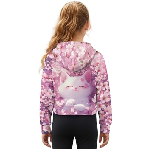 Sweat à capuche filles graphique 3D finitions soignées pull court automne - 2