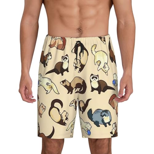 Hairy Ferret Men,S Comfy Lounge Sleeping Imitation Cotton Shorts Pants Pockets Inserted On Both Sides
