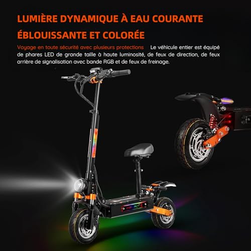 CHEEVALRY-Trottinette-Electrique-pour-Adultes-Electrique-Double-Moteurs-11-Pouces-Pneus-Hors-Route-60V-38Ah-Batterie-au-Lithium-Lithium-Autonomie-de-120-km-Capacite-de-Charge-200-kg CHEEVALRY Trottinette Électrique Double Moteur 11 Pouces – Tout-Terrain, Autonomie et Puissance – Image 8