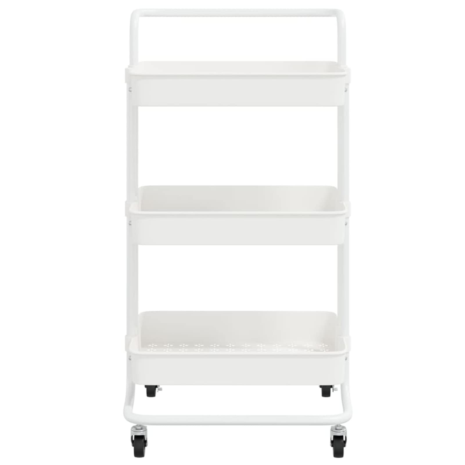 Chariot de Cuisine 3 Niveaux Blanc 42x35x85 cm Fer et ABS,Panier A Roulette Cuisine,Casiers Et Supports De Cuisine