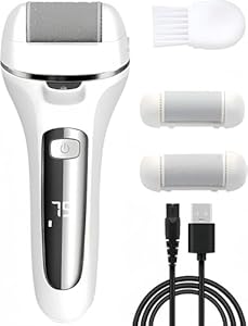 Electric Foot File for Hard Skin - Callus Remover Grinder for Feet with Led Display for Removing Hard, Dead Skin - Foot Scraper Scrubber, Pedicure Sets for Feet - Includes 3 Roller Heads