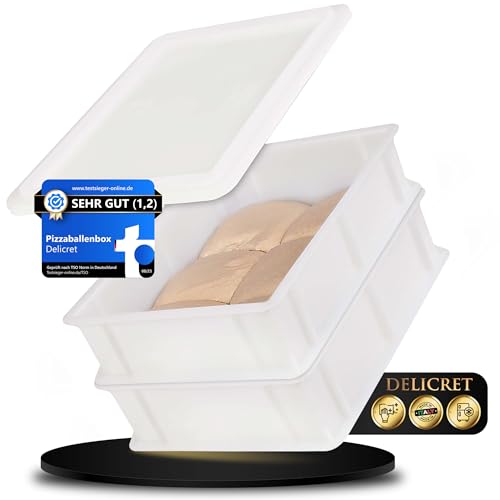 DELICRET Pizzaballenbox Mit Deckel | Gärbox Für Teig 40x30x10cm | Passt In Jeden Kühlschrank