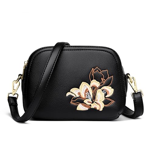 Shoulder Bag For Women Satchel Bags Embroidered Designer Purse Vegan Leather Cell Phone Purse