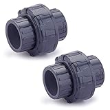 Hydroseal PVC Pipe Fitting, 1' Union JETSTREAM, Pack of 2 Pieces, Schedule 80, Grey, EPDM O-Ring, Socket x Socket, F1970, SCH80 (1')