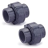 Hydroseal PVC Pipe Fitting, 1" Union JETSTREAM, Pack of 2 Pieces, Schedule 80, Grey, EPDM O-Ring, Socket x Socket, F1970, SCH80 (1")