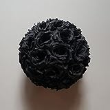 HomeABC 3.5 Inches Silk Pomander Kissing Flower Ball Black, 10 Pack