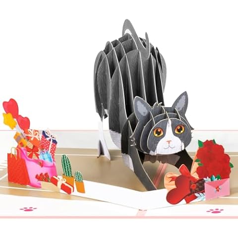 GREETING ART Valentines Day Cards,Cat Valentine's Day Cards,Cat Birthday Card,Anniversary Card,Birthday Card for Wife,Cat Bday Popup Cards for Husband, Cat Lovers,Valentines Day Gifts for Him Her Cover
