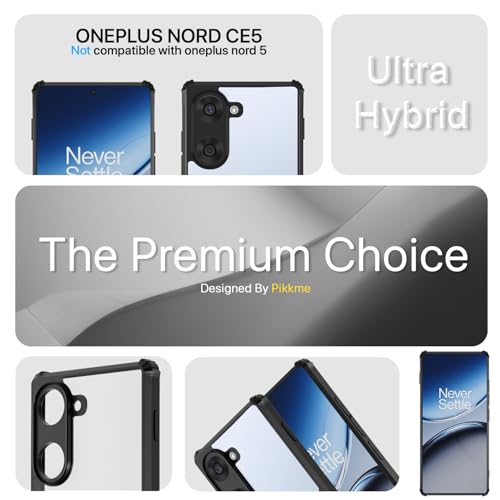 Image of Outlouders Back Cover for OnePlus Nord CE 5 5G | Ultra Hybrid Transparent | Full Camera Protection | Raised Edge | Crystal Clear Bumper Case (Black)