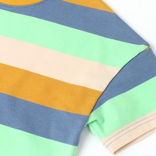 Hotfiary Boys Girls Short Sleeve Striped T Shirts Kids Soft Cotton Crew Neck Summer Tee Tops Children Casual T-Shirts 6-13Y4