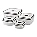 San Ignacio Set 4 pc recipientes herméticos Cuadrados Fresh Food, Negro, 230, 500, 1100 y 2120 ml