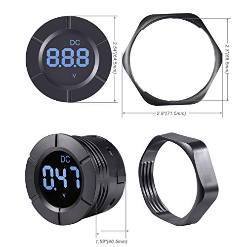 CrocSee DC 0~300V LCD Display Digital Voltmeter Voltage Meter Gauge Tester for Car Motorcycle Boat Marine Vehicle Truck RV Battery Monitor Calibratable Round Panel
