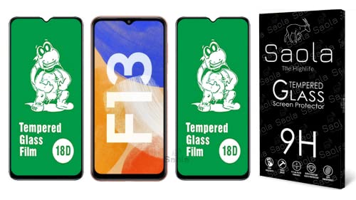Image of Saola 18D Tempered Glass With Inbuilt AirBag Borders For Samsung Galaxy F13 (Pack Of 2) with Free Installation Kit. Full screen Coverage - 6.6 inch