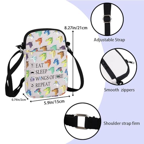 ZJXHPO Dragon Lover Cross Body Bag Eat Sleep Wings Repeat Messenger Bag Bookish Bookworm Shoulder Bag (Wings CB)2