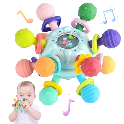 Image of Baby Sensory Teething Toys - Baby Teethers Rattle Montessori Toys - Baby Shower Gifts for Infant Newborn Boys Girls 0 3 6 9 12 18 Months -Baby Chew Toys - Toddler Travel Learning Educational Toys