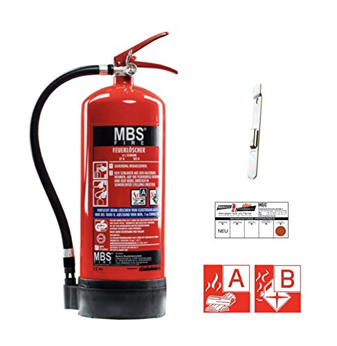 MBS-FIRE 6L Schaumfeuerlöscher - Feuerlöscher für einen sicheren Haushalt - Schaumlöscher mit Manometer inkl. Wandhalterung - inkl. Plakette, nach DIN EN 3, 27A 183B = 9LE - Image 8