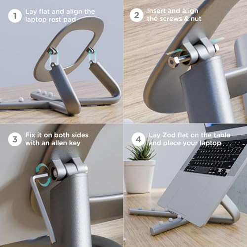Image of eo Laptop Stand Adjustable with Ventilation for Cooling Ergonomic Portable Tabletop Laptop Riser Stand Compatible for MacBook, HP, Dell, Lenovo, Asus (ZOD)