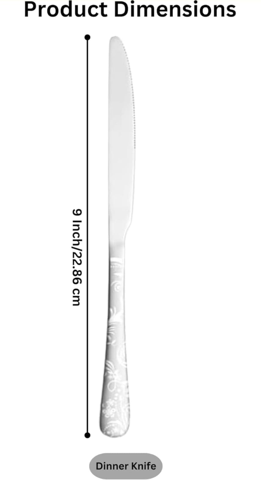Shipnetic Sterling Silver Silverware Steak Knife with Floral Printed Handle | 5-Piece Premium Stainless Steel Flatware Set | Dishwasher Safe Cutlery Set for Home, Restaurant & Gifting 1
