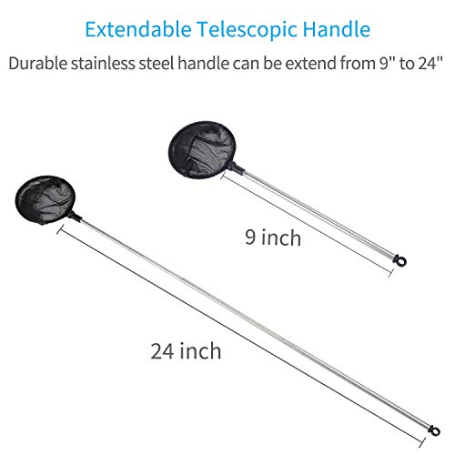Pawfly Aquarium Fish Net with Extendable 9-24 Inch Long Handle for Betta Fish Tank Small Koi Pond and Pool - Image 5