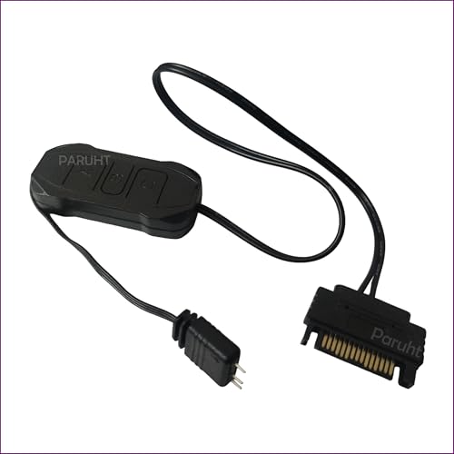 Image of ARGB Controller 5V 3-Pin RGB Controller with Built-In Lighting Modes, SATA Power Supply, Remote Button Control for ARGB Fans, Light Strips, Lighting Boards Black RGBCC-1
