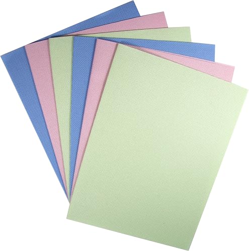 Image of KCS 6 pc of 12 inch x 18 inch(30cmx45cm) 14CT Counted Cotton Aida Cloth Cross Stitch Fabric (Light Blue+Pink+Light Green)