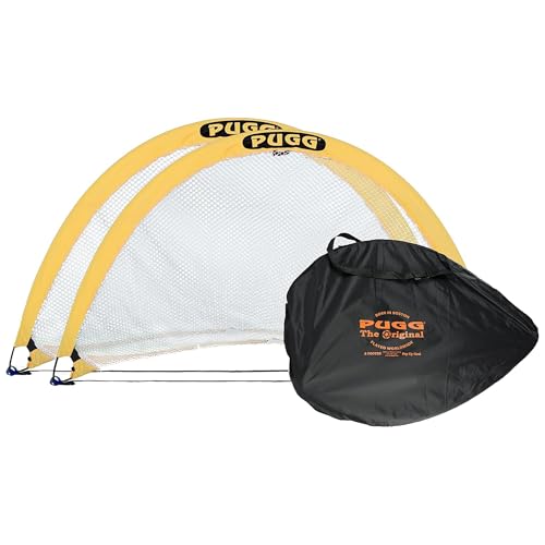 Image of PUGG Pop Up Soccer Goal, Portable Training Football Knitted Poly Net Equipment, The Original Pickup Game Goal, Includes Two Goals & Bag
