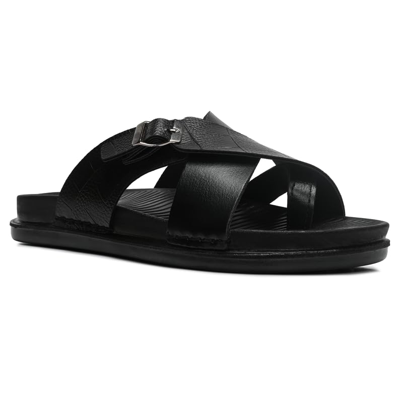 Men’s Stylish Cross-Strap Sandals | Comfortable Daily Wear Sandal With Arch Support & Adjustable Buckle Closure | Flexible & Durable | Anti-Skid Grip With Soft Cushioned Footbed | TPG-3081-image-37