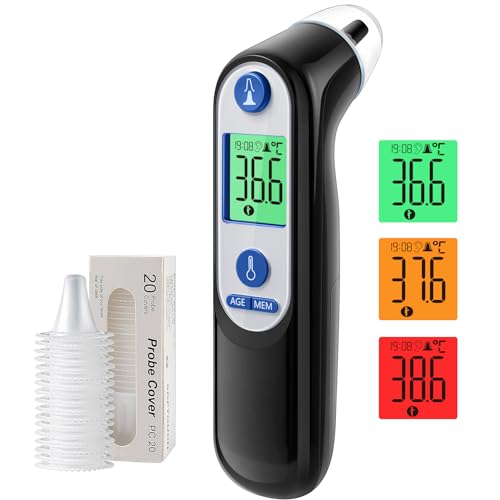 Ohrthermometer für Baby Erwachsene, Ohr Fieberthermometer mit Alter Präzision und farbcodierte...