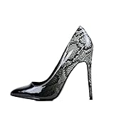 Absatzhöhe 12 cm jch-Fashion Luxus Lack Pumps Modern Party Club Damenschuhe Sandalen Gogo Sexy High Heels Elegant Absatzschuhe (Schwarz/Weiß, eu_Footwear_Size_System, Adult, Women, Numeric, medium, Numeric_38)