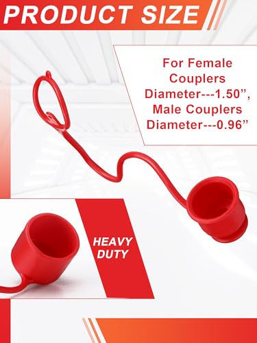 Image of Pushglossy 4 Sets 1 /2 Inches Coupler Dust Cap and Plug Rubber Covers Heavy Duty Dust Caps for Couplings