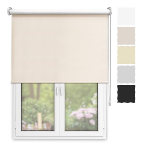 DECORESTOR Estor Enrollable Opaco Térmico a Medida   Arena   Persiana Blackout para Ventanas y Puertas   Interior y Exterior   Bloquea 100% Luz y Aisla Temperatura   Ideal en Pared o Techo