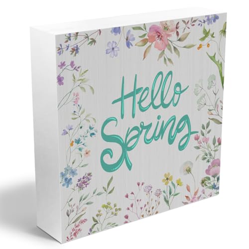 Spring Decor Wooden Box Sign, Floral Desk Decor, Gifts for