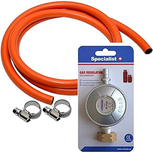 Gasdruckregler Set 30mbar 3m Gasschlauch + 2 Schlauchschellen