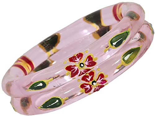 Image of NMII Glass with Zircon Gemstone and Glitter Kada Set For Women and Girls
