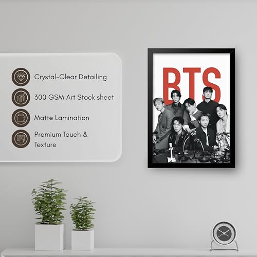 Image of Seagull Store BTS Arirang (Style 1) Framed Poster | 8x12 Inch | 300 GSM Art Paper | Matte Laminated | Black Frame | Ready to Hang Wall Decor for Bedroom & Office
