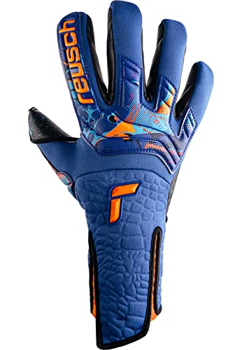 Reusch Attraction Fusion Strapless AdaptiveFlex Goalkeeper Gloves with Excellent Grip and Inseam Cut, blue/orange, 10 UK - Image 2