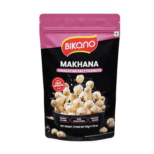 Image of Bikano Makhana Himalayan Salt | Prepared in Olive Oil | Roasted Foxnut | Crunchy Light Snack | Ready to Eat | 50g Pack