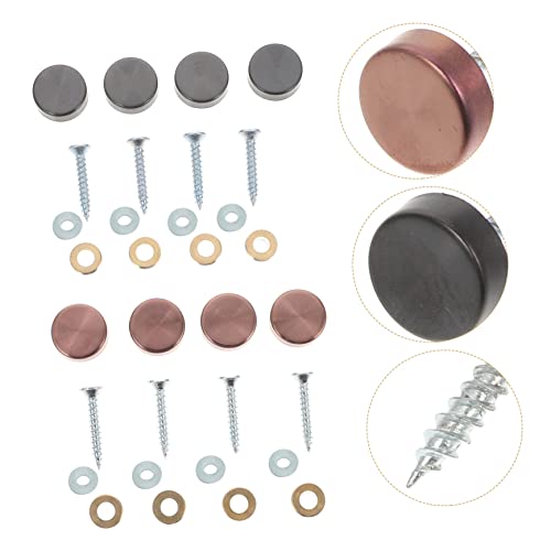 Tornillos de fijación para espejo de acero inoxidable 8 juegos, con cubiertas decorativas miniatura 6