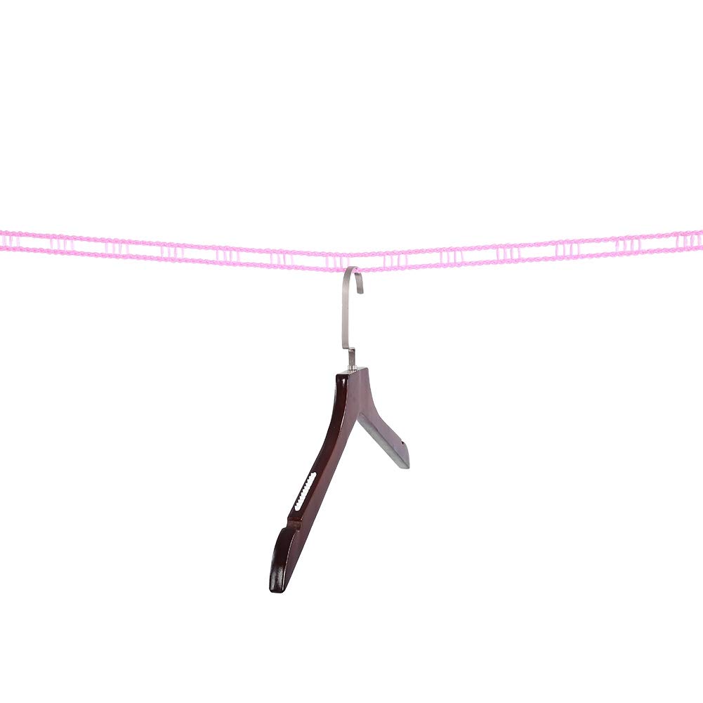 Stendibiancheria Portatile Da Viaggio 5 Metri – Corda In Nylon Ispessita E Antivento Con Sistema Antiscivolo – Salva Spazio Per Interni Ed Esterni (Rosa)