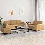 YUOTYRKTEJRSG 3-TLG. Sofagarnitur mit Kissen Braun Samt. Wohnzimmer Sofa Set mit Hocker. Weiches...