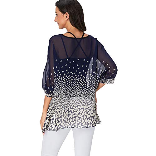 Image of Ckikiou Plus Size Batwing Flowy Semi Sheer Chiffon Blouse Tunic for Women Summer Floral Print Boho Beach Cover ups