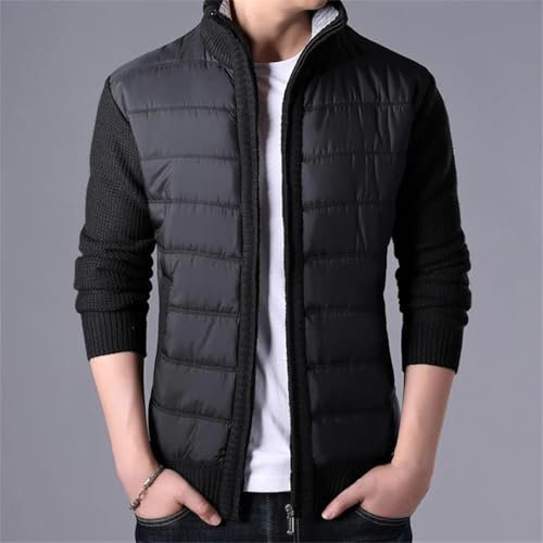 Men Sweater Patchwork Slim Knitted Cardigan Zipper Sweater2