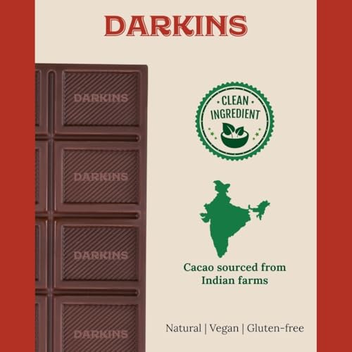 Image of Darkins Dark Chocolate | 63% Dark Chocolate With Banarsi Paan | Vegan | Gluten-Free | Hand Crafted Chocolate | Natural Chocolate Bar | 50 Gm Each Pack of 2