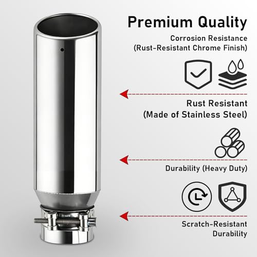 Image of MuHize 3 Inch Inlet Exhaust Tip, 4 inch Outlet 12 inch Overall Length Exhaust Pipe
