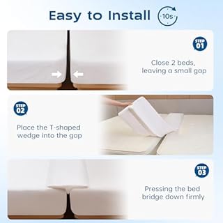 ENITYA 12" Wide Split King Gap Filler for Adjustable Bed, Fits 0–3″ Gap, Bed Bridge Twin XL to King Converter, Mattress Connector with Removable Cover, Suit for Guest/Hotel/Family Room, Easy Install